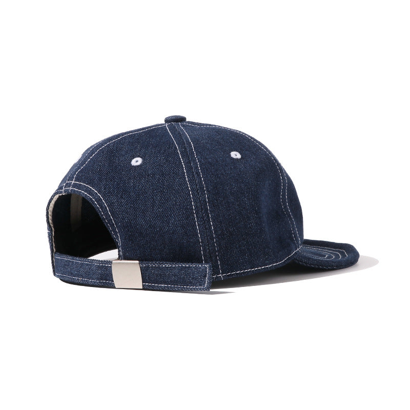 Retro Denim Baseball Cap - Japanese Style Short Brim Additional Image 6