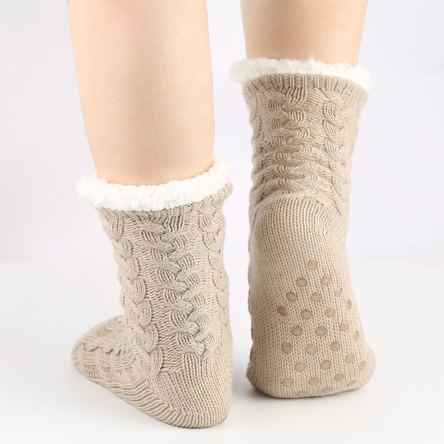 Cozy Fleece-Lined Grip Socks for Winter Comfort Additional Image 9