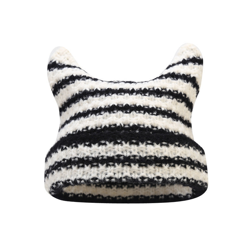 Kids Bear Ear Striped Knit Hat Additional Image 9