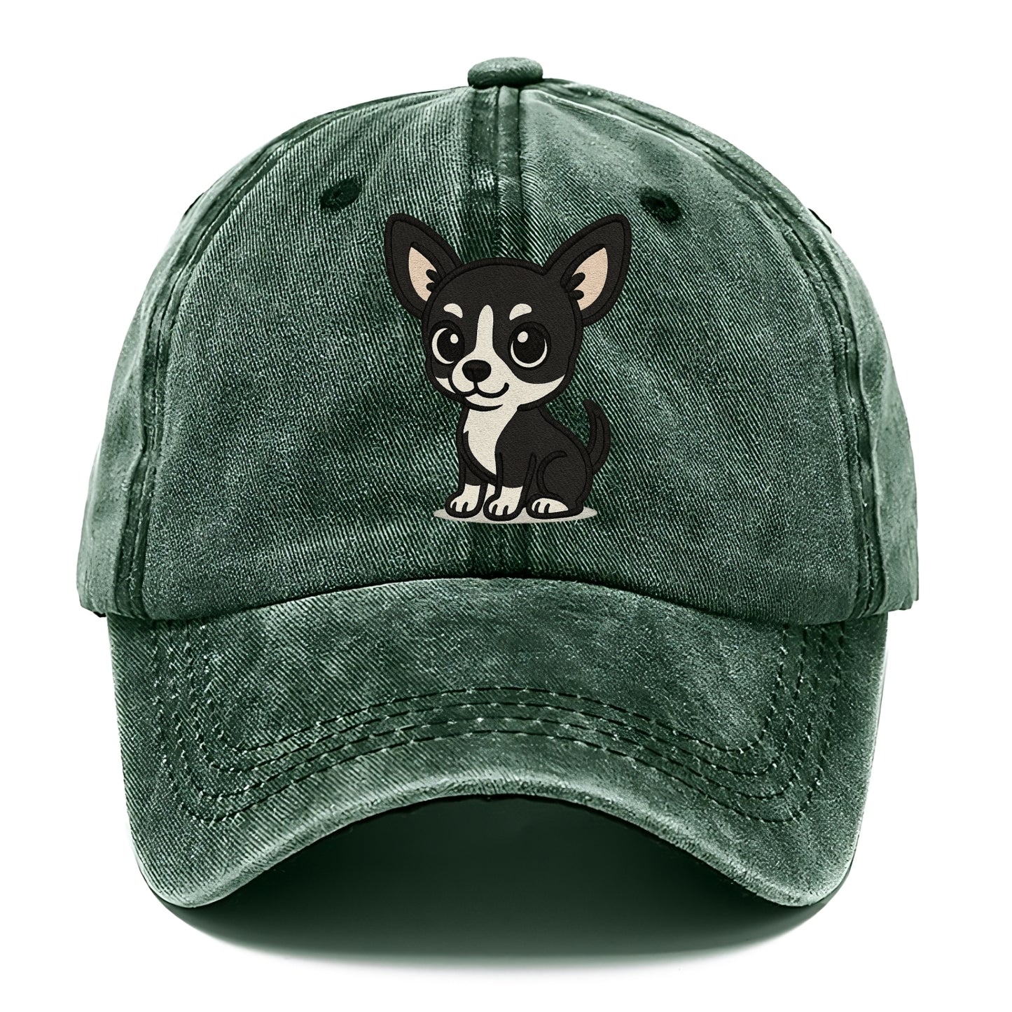 chihuahua black and white sitting pose portrait design Hat