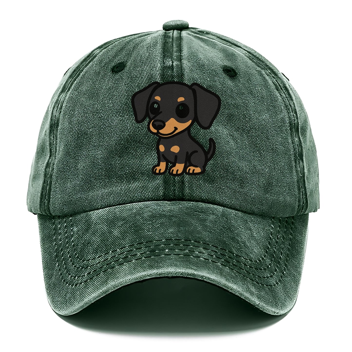 miniature pinscher black and tan sitting pose portrait design Hat