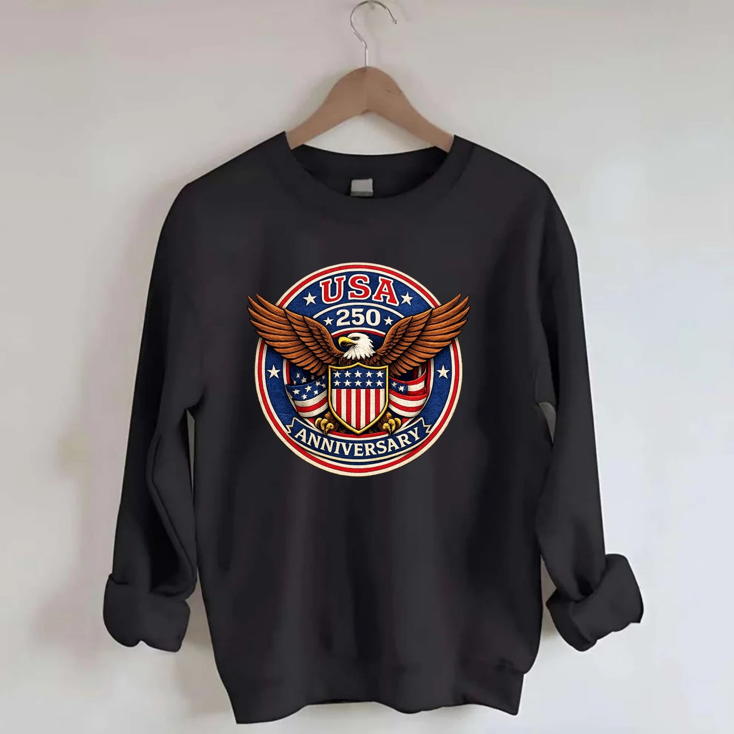 Usa 250 Anniversary Eagle Shield Emblem - Crewneck Sweatshirt - black