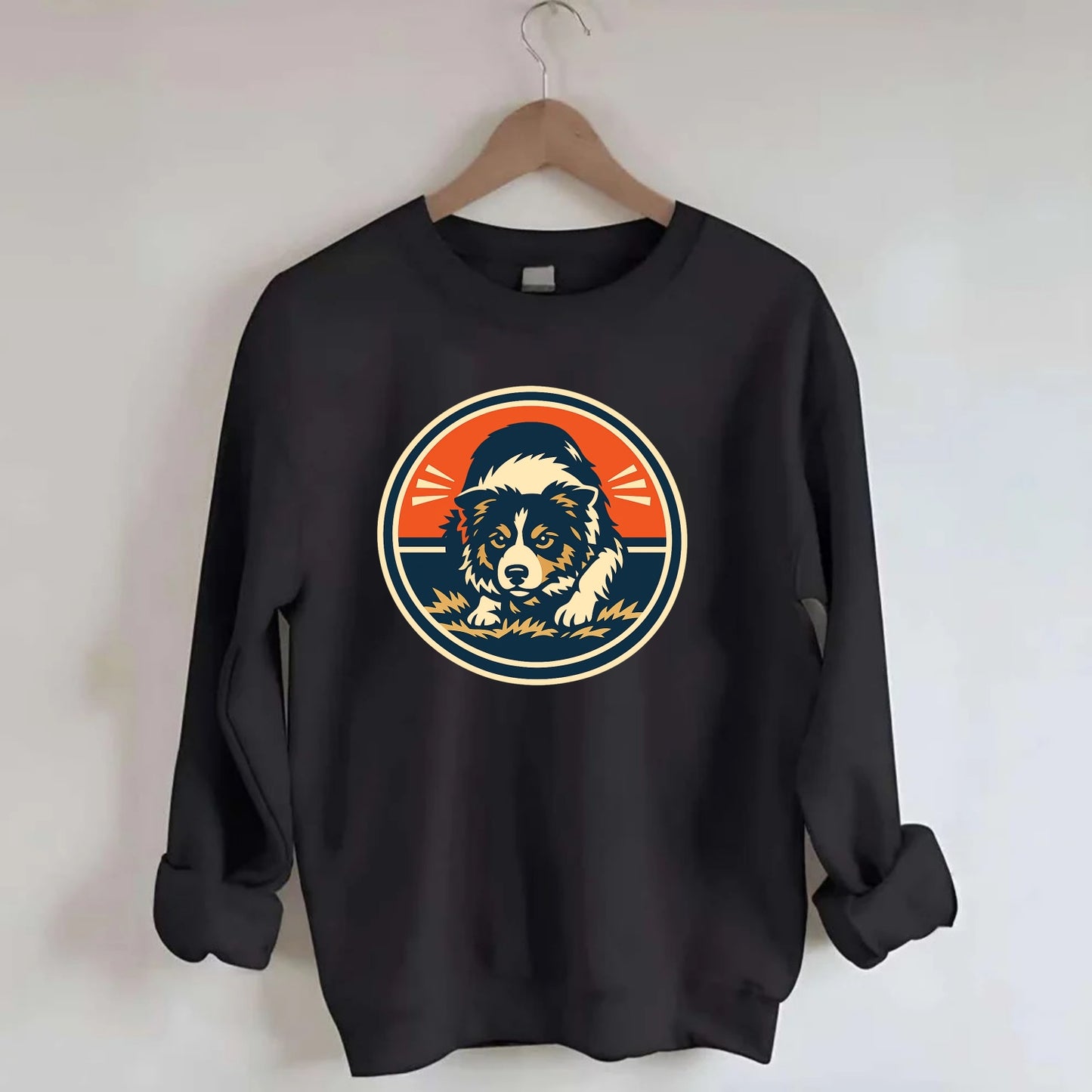 Focused Border Collie Emblem - Crewneck Sweatshirt - black