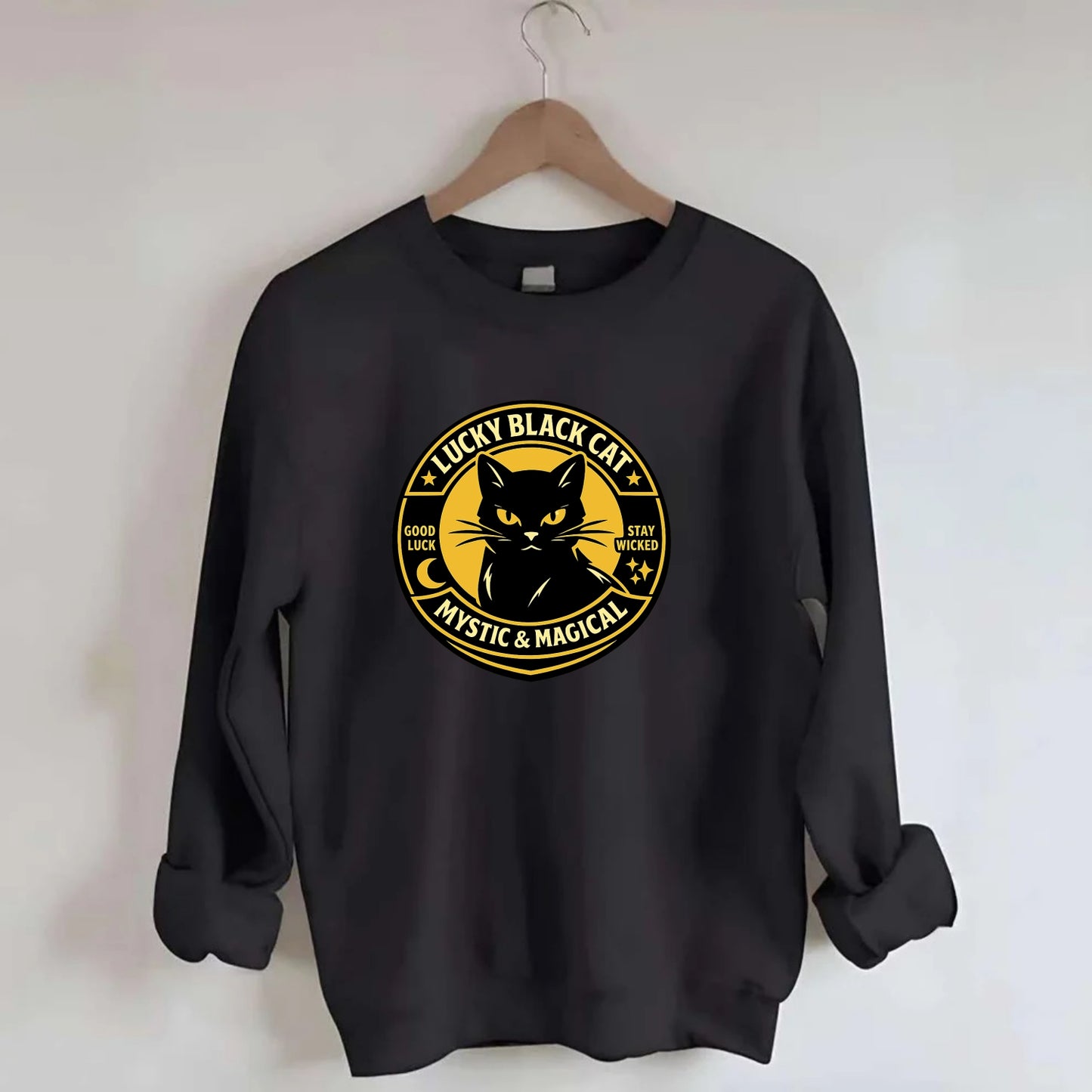 Mystic Feline Emblem - Crewneck Sweatshirt - black