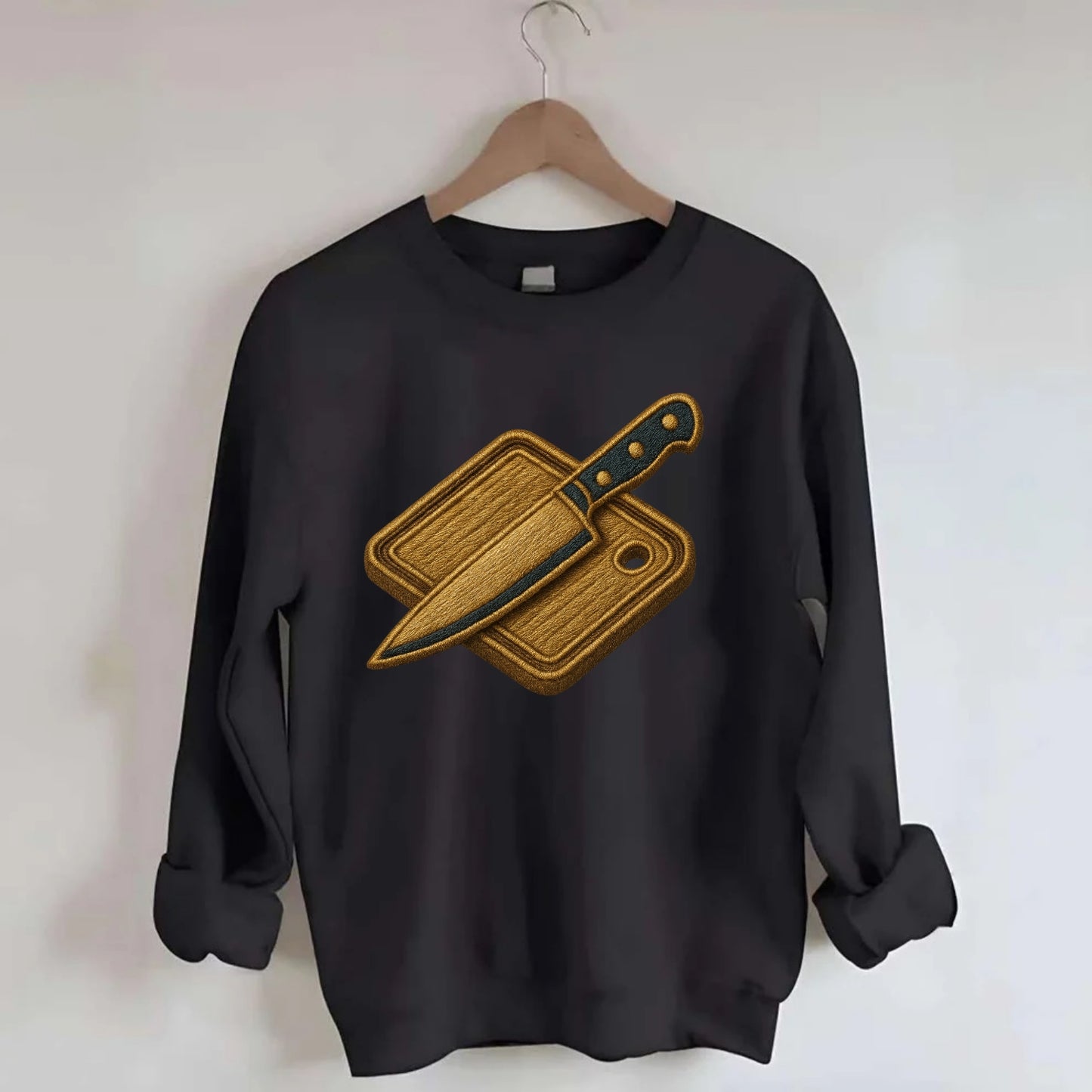 Chef knife with cutting board - culinary enthusiast - Crewneck Sweatshirt - black