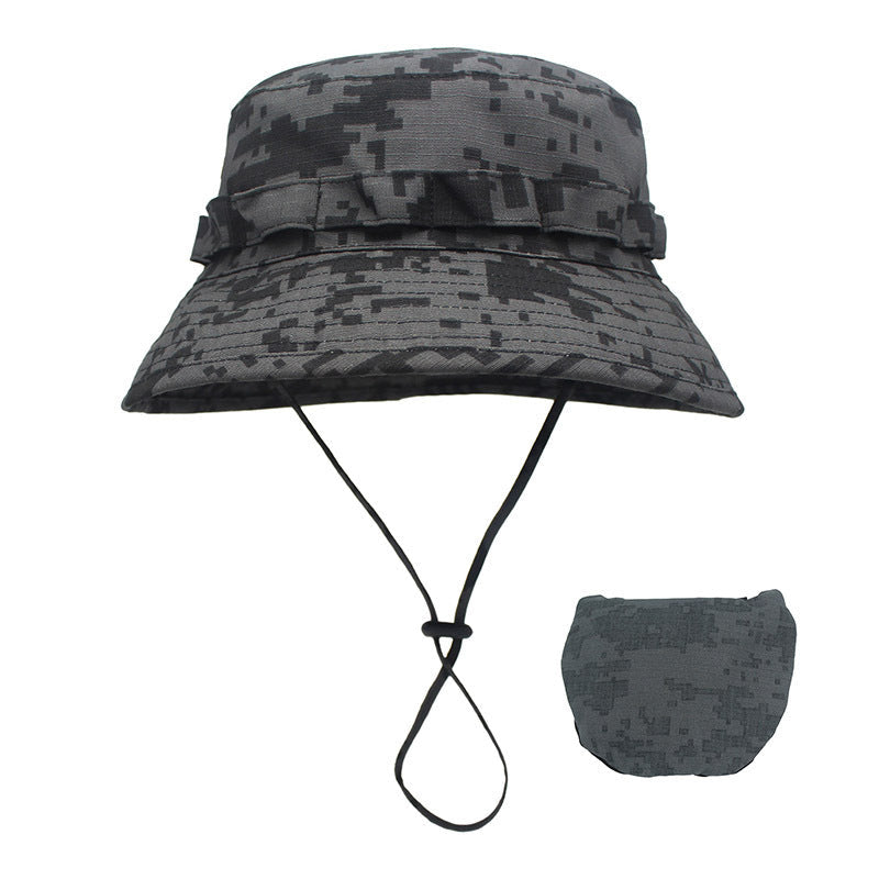 Sombrero de cubo de camuflaje para hombre, sombrero de ala ancha con protección solar, sombrero de pescador de simulación de jungla, sombrero de Montañismo para pesca al aire libre