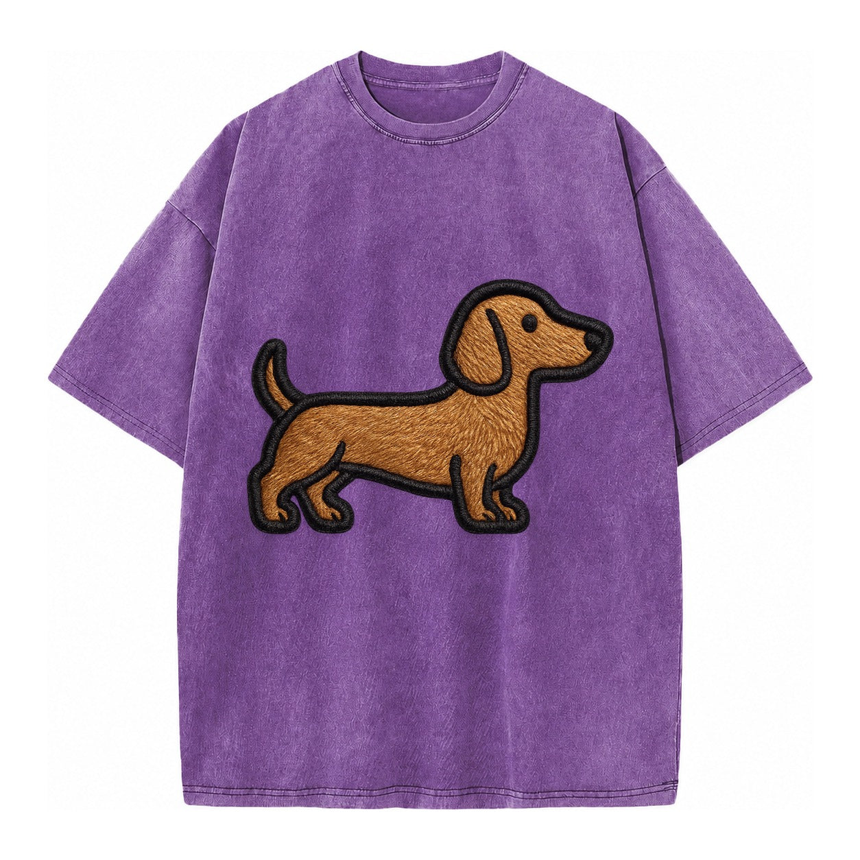 Dachshund - Modern elongated silhouette - Vintage T-shirt – Purple