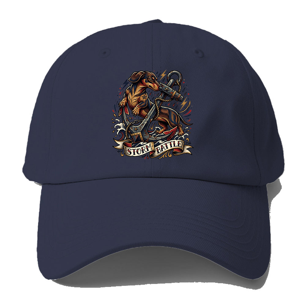 Storm Battle Dachshund Baseball Cap