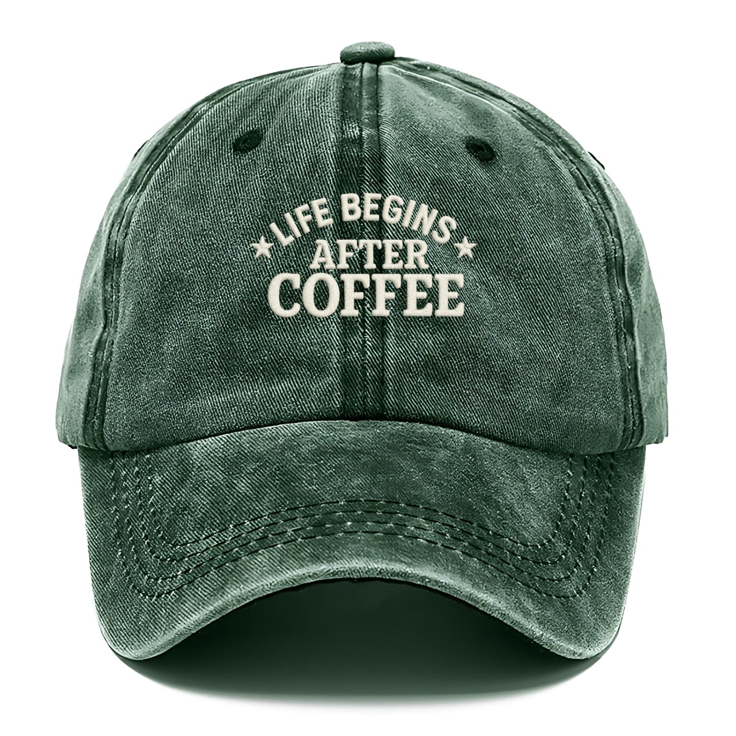 coffee themed quote with decorative stars Hat