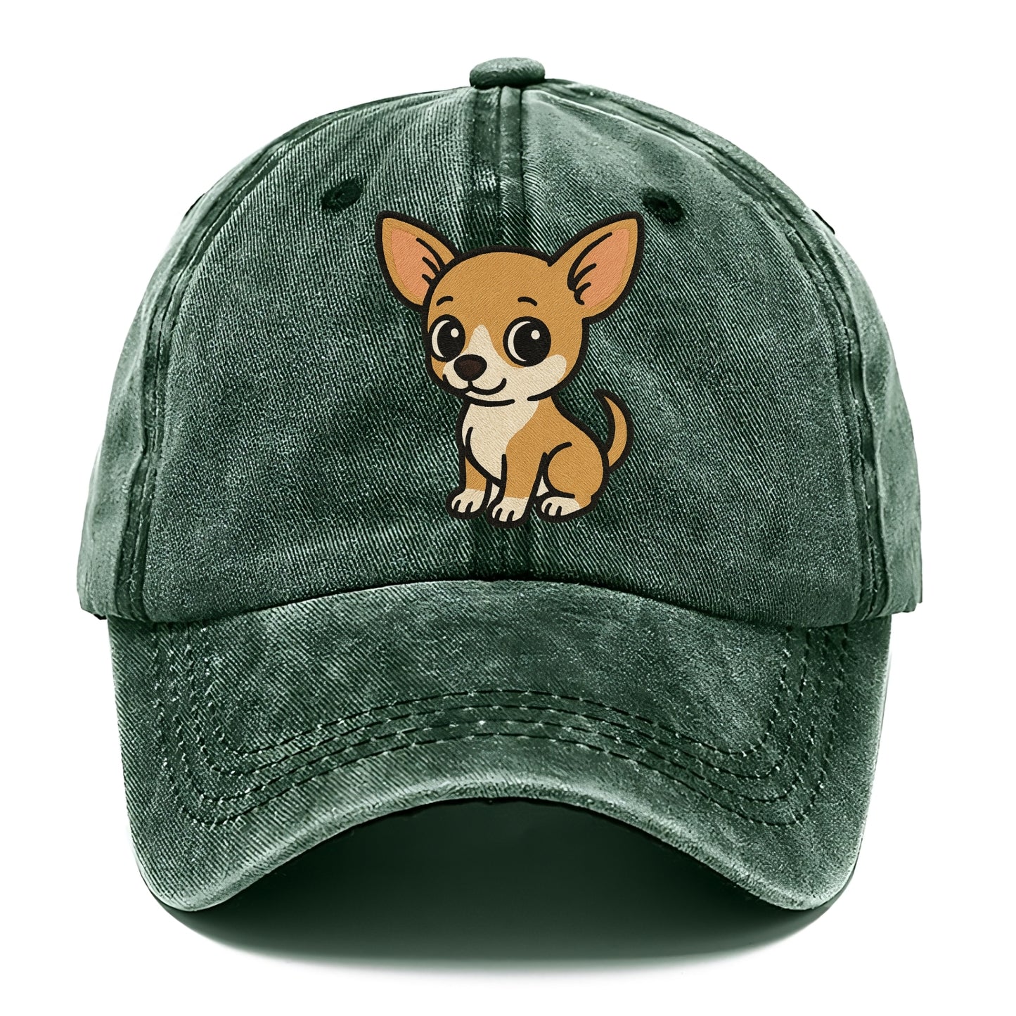 chihuahua tan and white sitting pose portrait design Hat