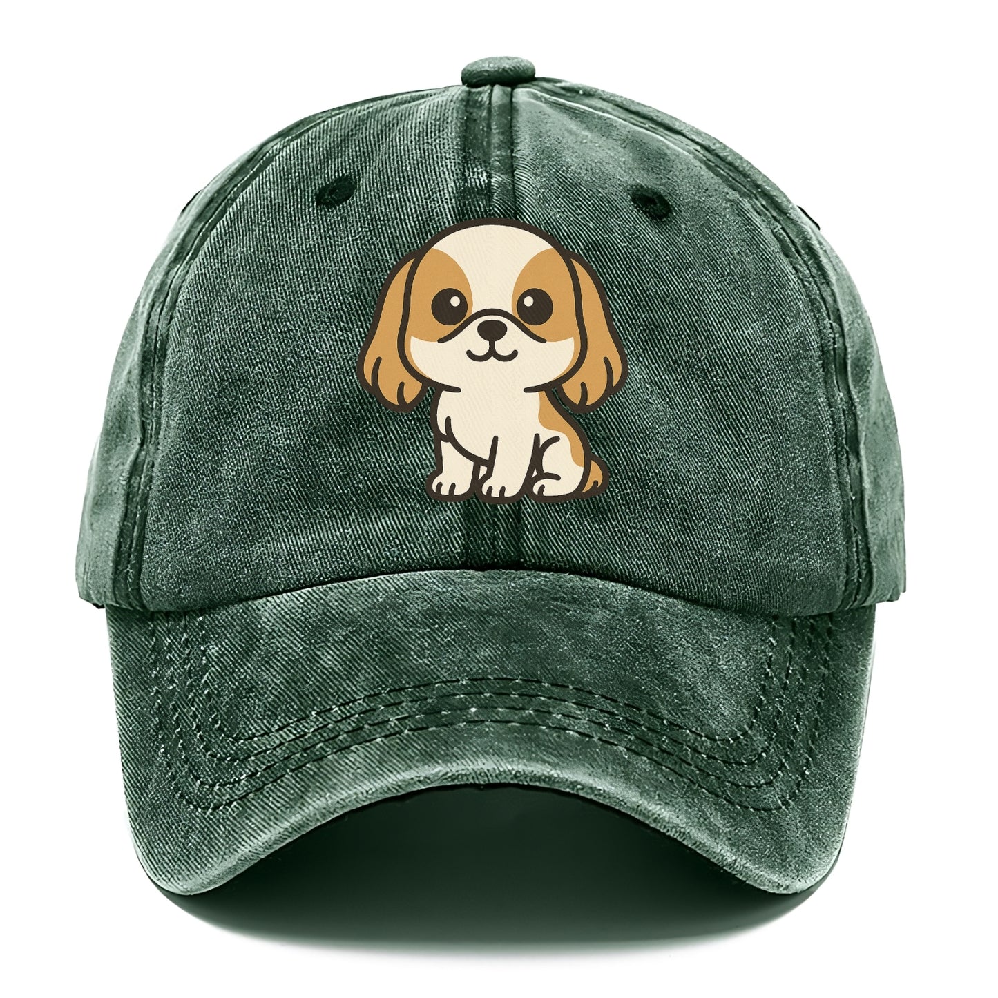shih tzu white and gold sitting pose with long ears portrait design Hat