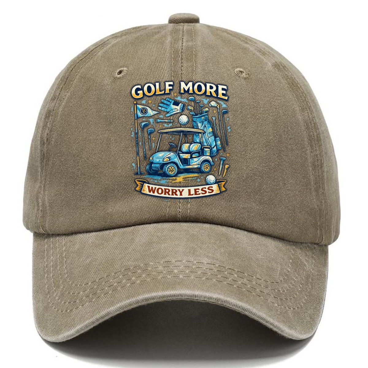 Golf More Worry Less Classic Cap – Warm Sand