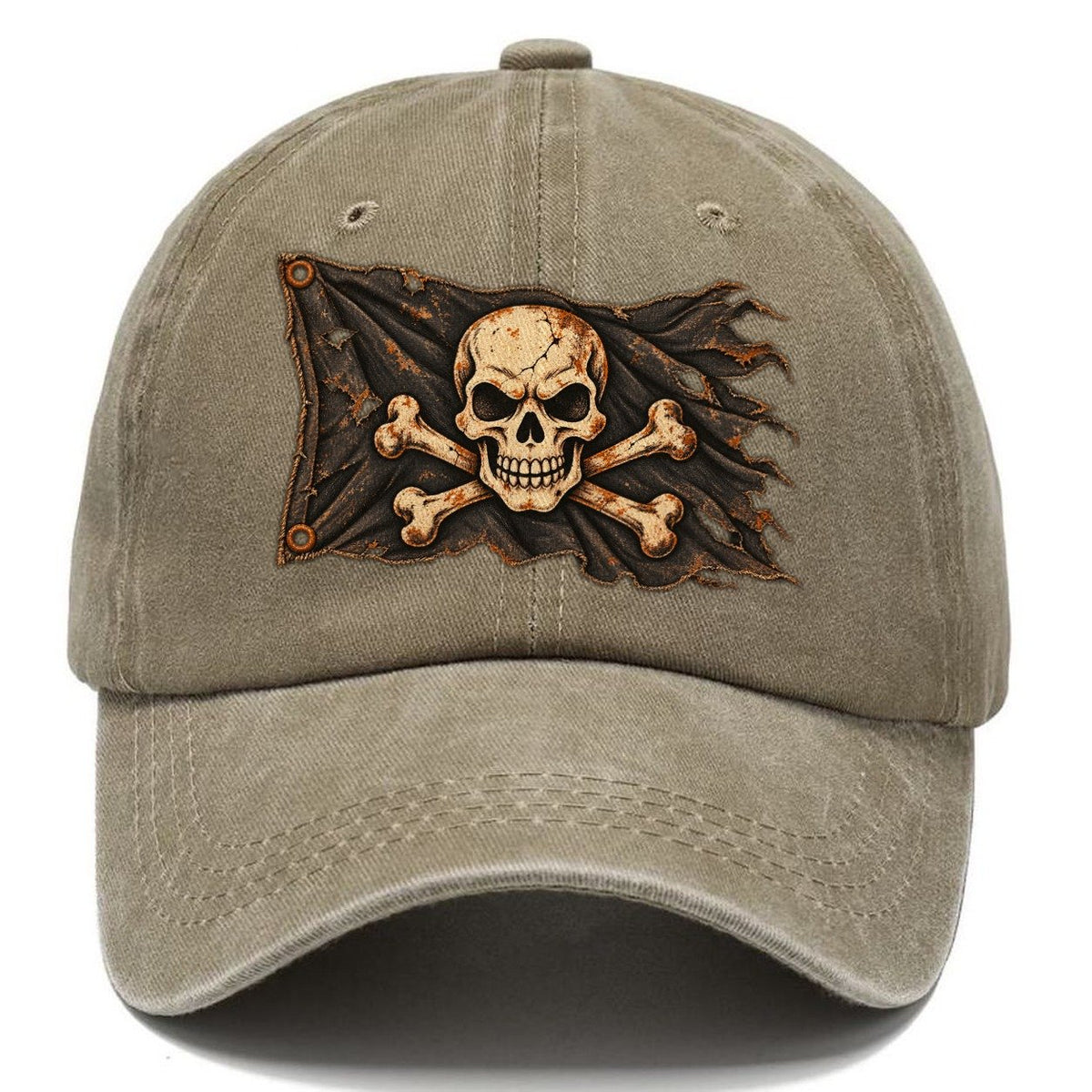 Skull And Crossbones Worn Icon Classic Cap – Warm Sand