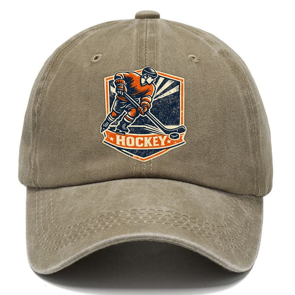 Vintage Screenprint Ice Hockey Player Classic Cap – Warm Sand