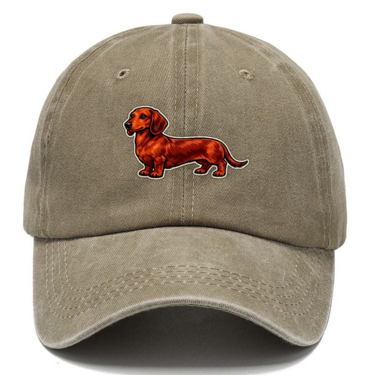 Red Smooth Dachshund Classic Cap – Warm Sand