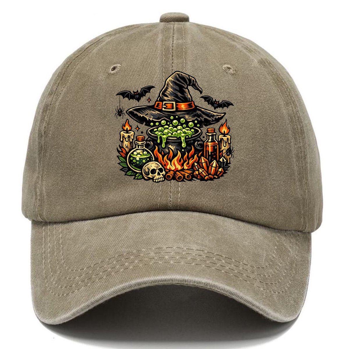 Witch Cauldron Skull Hat Classic Cap – Warm Sand
