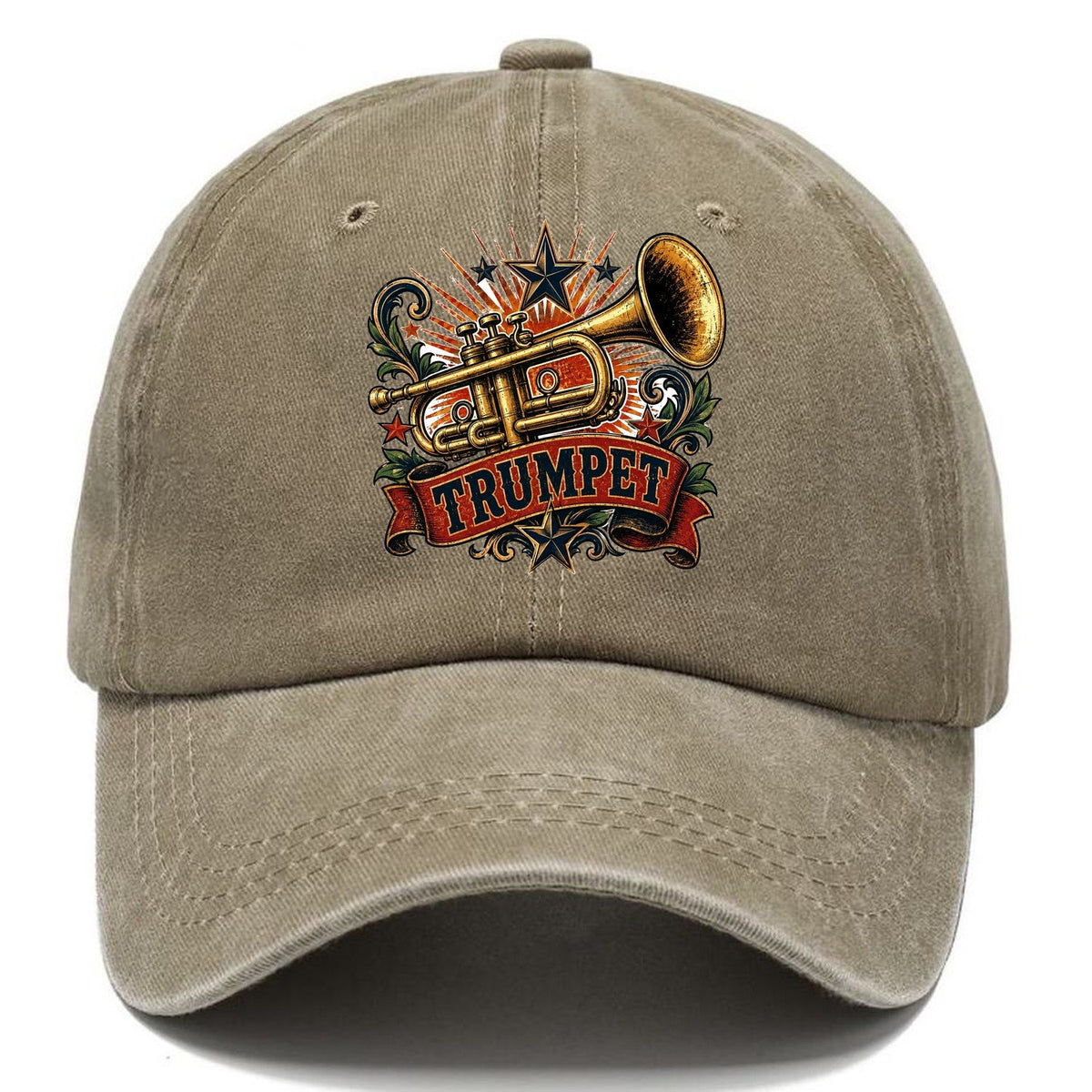 Vintage Trumpet Banner Classic Cap – Warm Sand