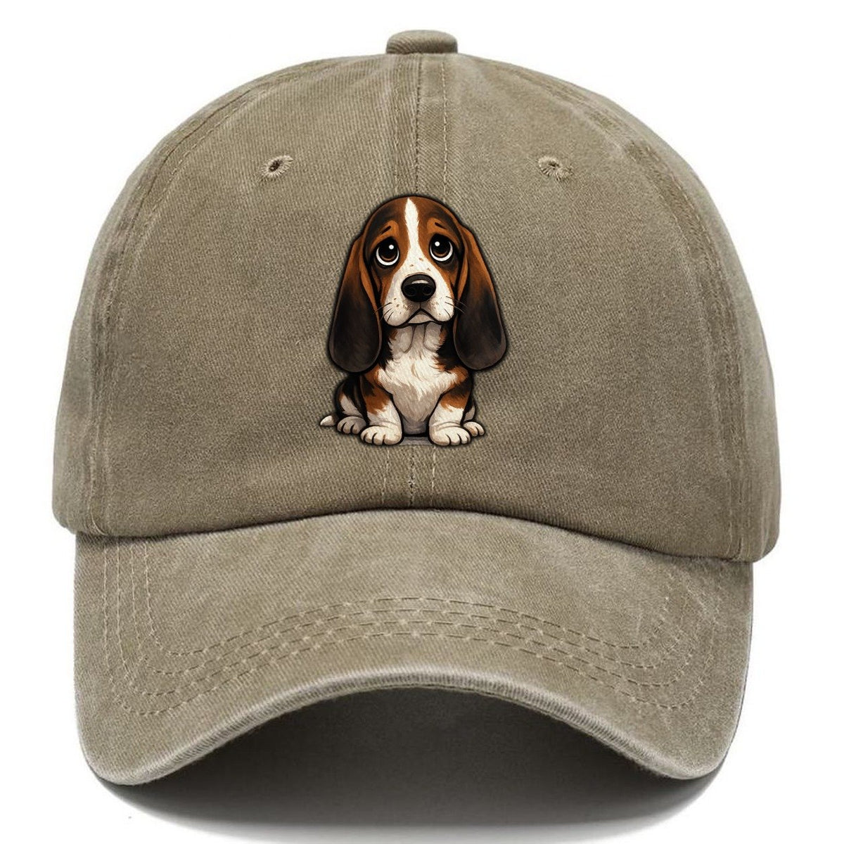Retro Basset Hound Classic Cap – Warm Sand