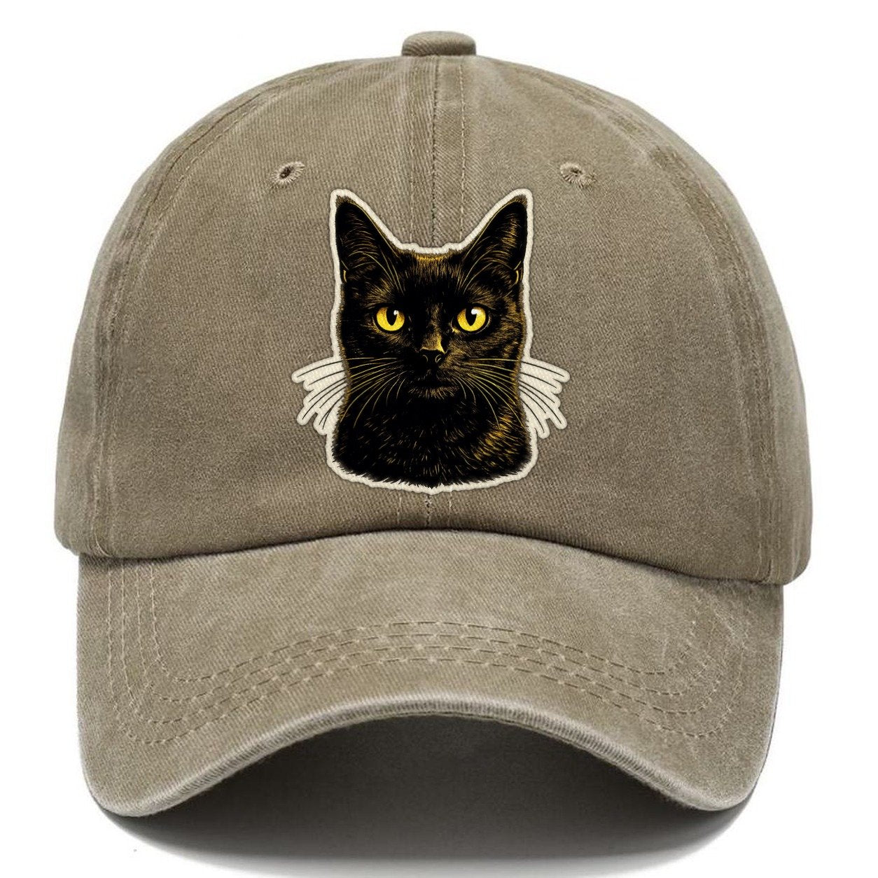 Golden Eyed Black Cat Classic Cap – Warm Sand