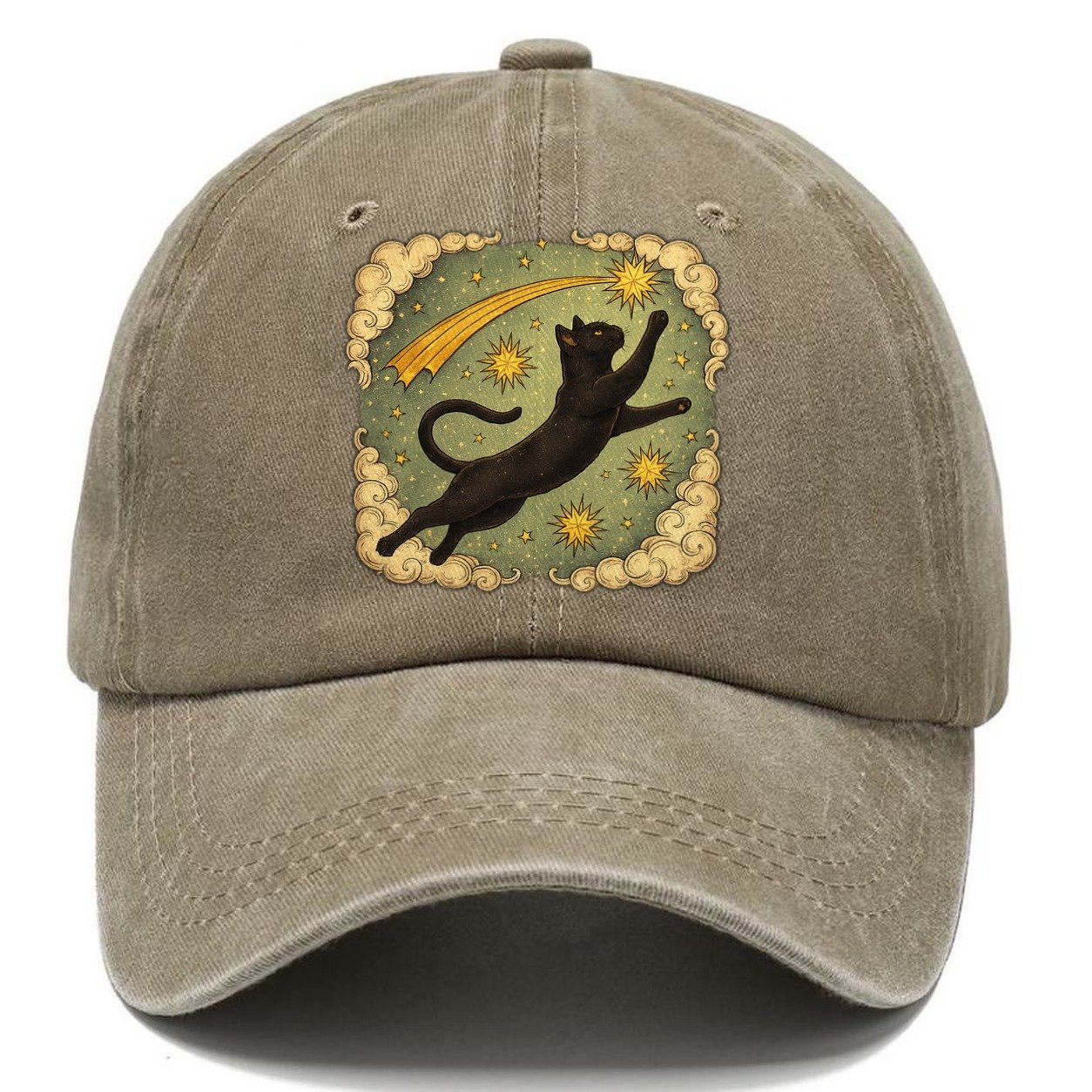 Celestial Black Cat Classic Cap – Warm Sand