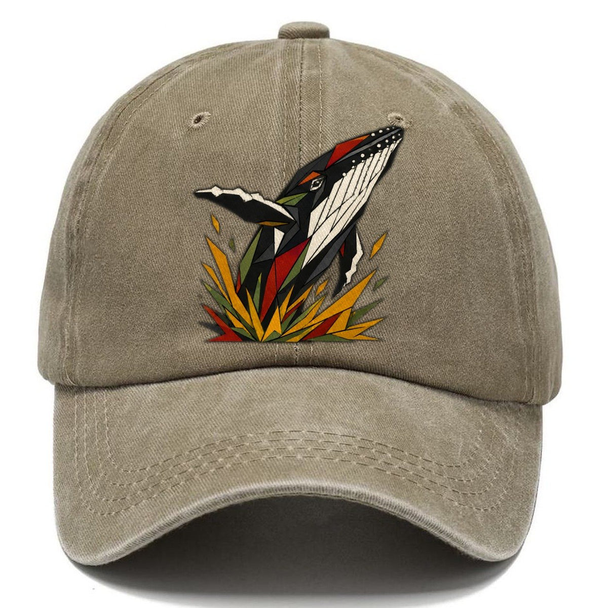 Whale Breach Silhouette Classic Cap – Warm Sand