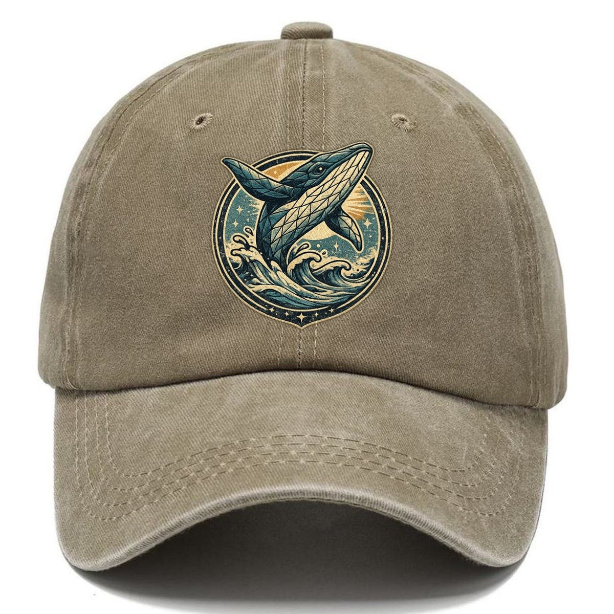 Vintage Whale Ocean Waves Classic Cap – Warm Sand