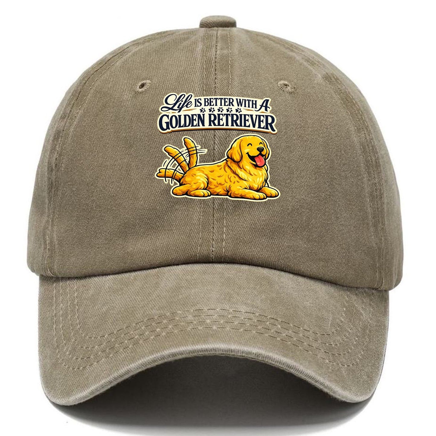 Life Is Better With A Golden Retriever Classic Cap – Warm Sand
