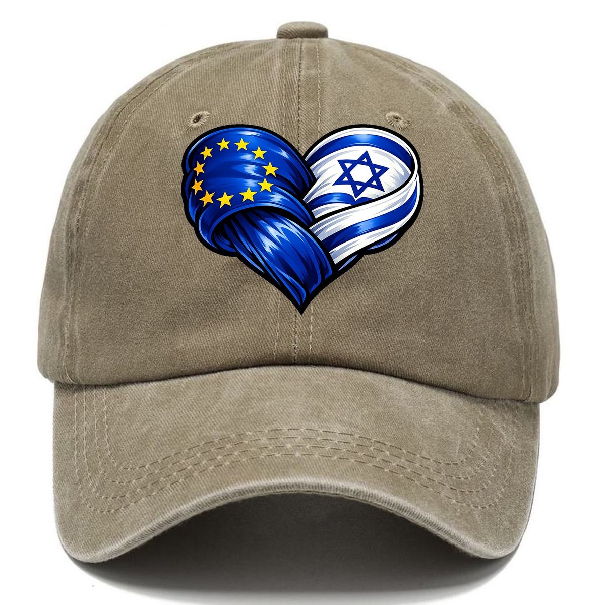 Eu Israel Intertwined Flag Heart Classic Cap – Warm Sand