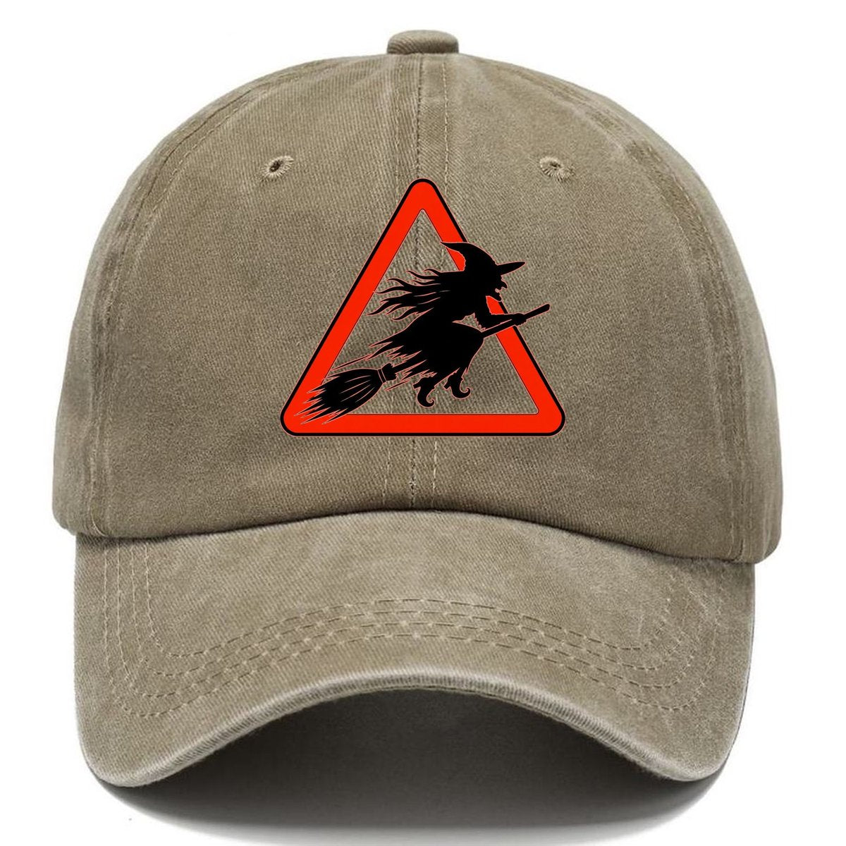 Witch Crossing Warning Sign Classic Cap – Warm Sand