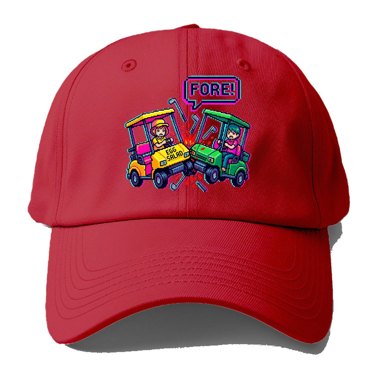 Fore Egg Salad Golf Baseball Cap – Red