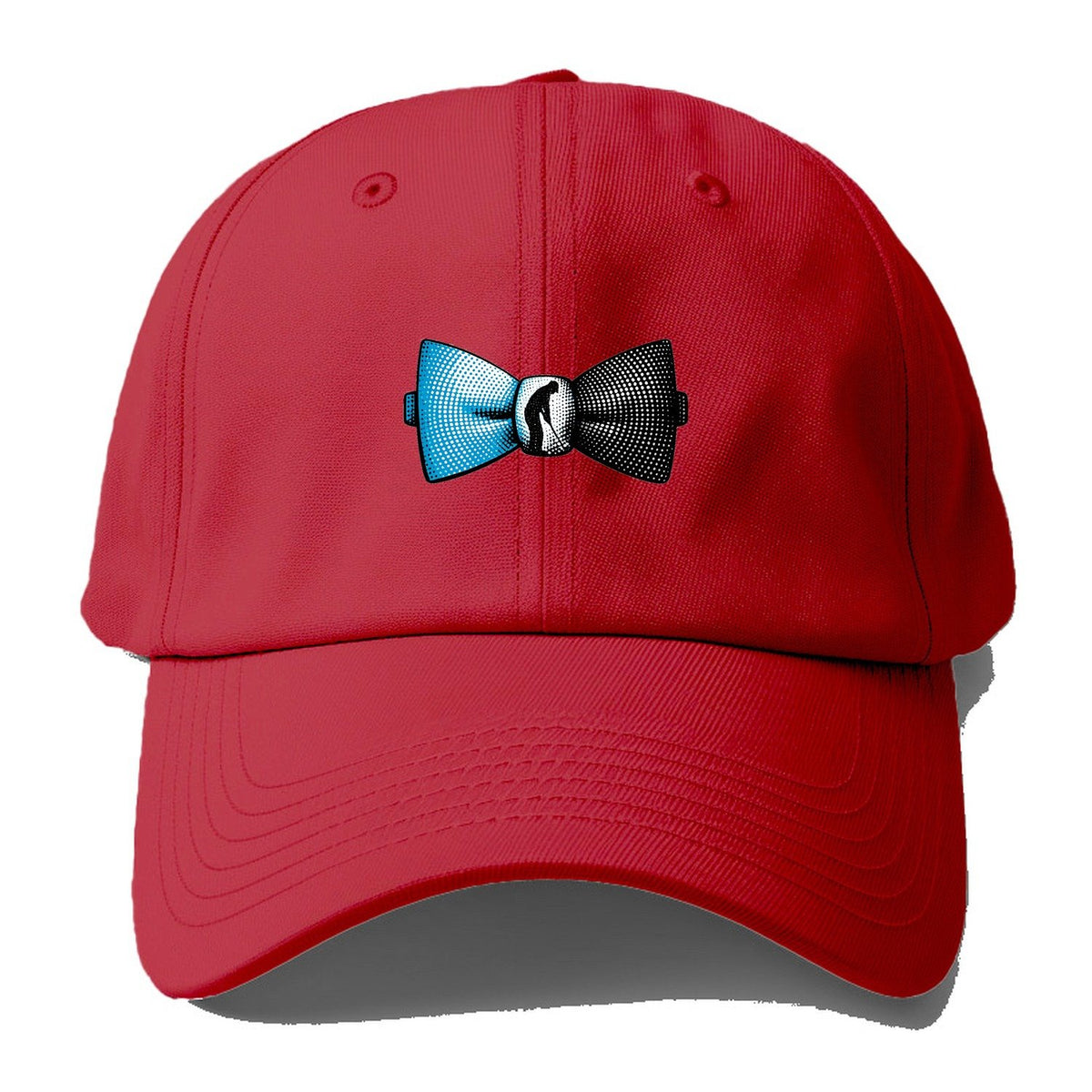 Blue Halftone Golf Bow Tie Baseball Cap – Red