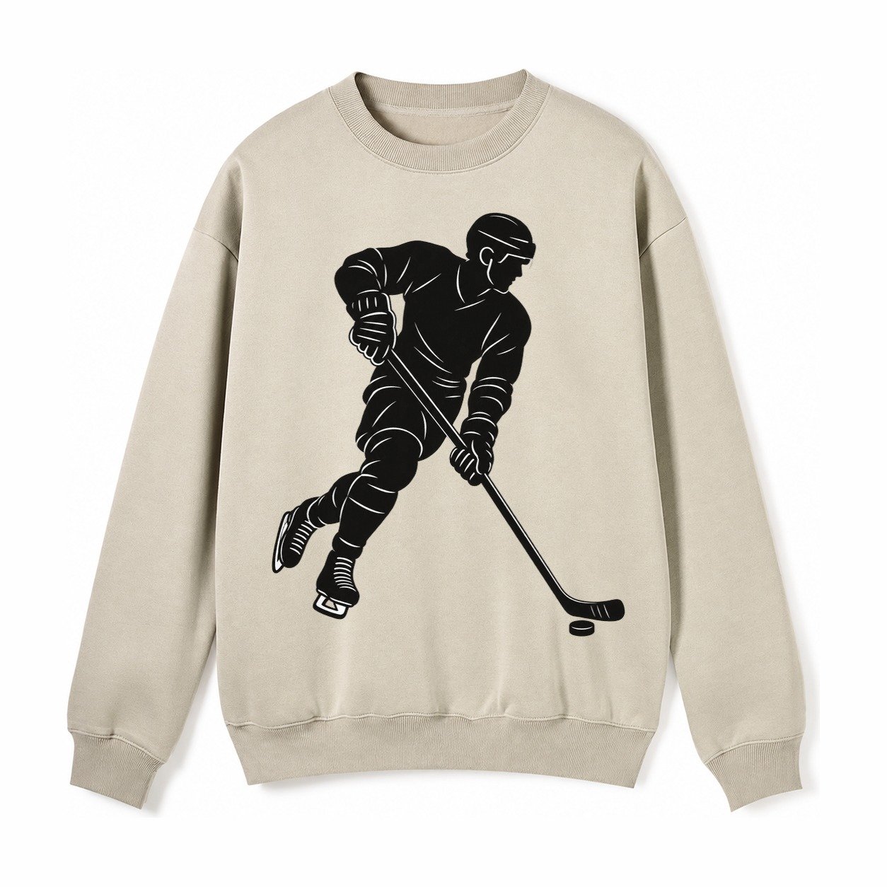 Ice Hockey Player Fleece Sweatshirt – Light Khaki