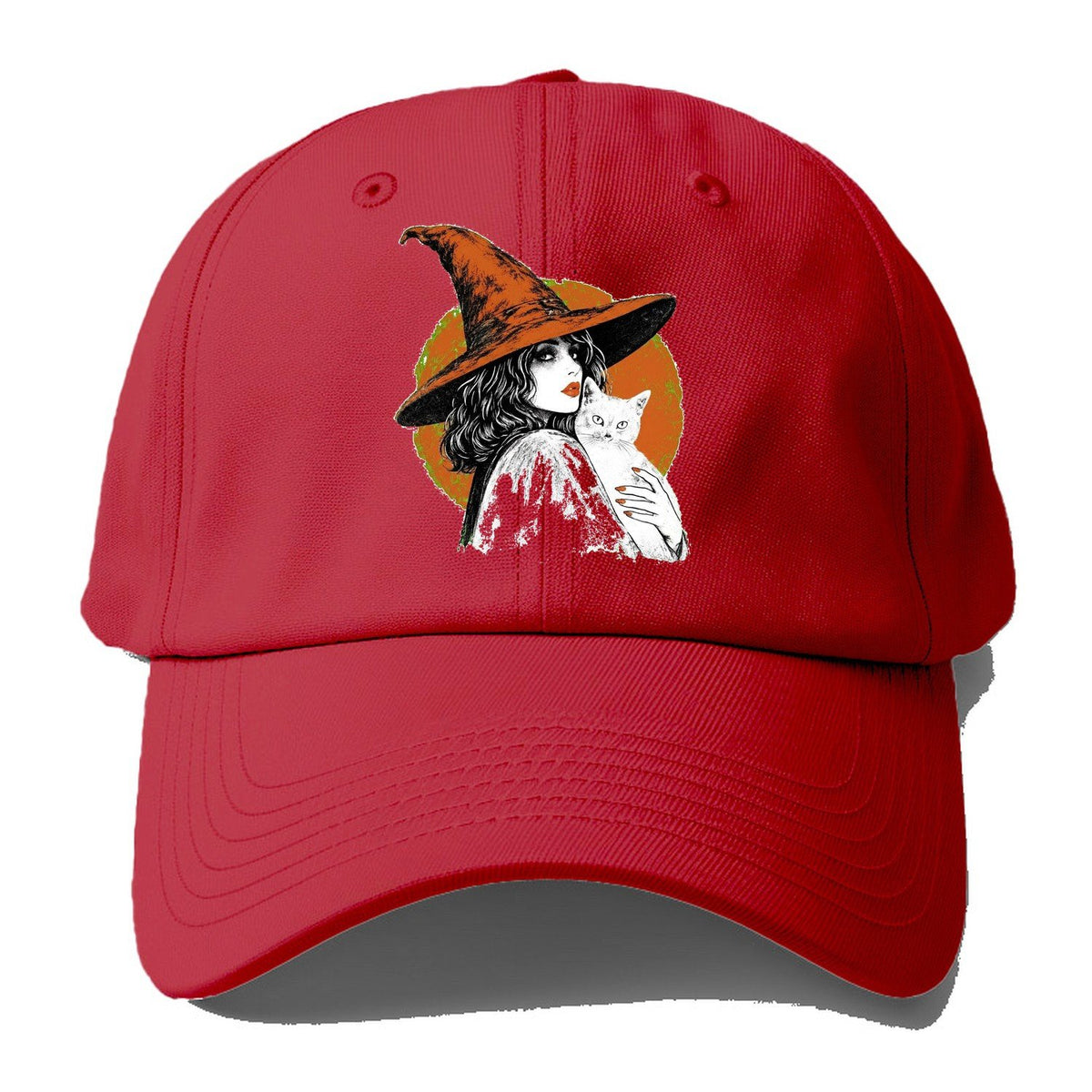 Witch Cat Transparent Baseball Cap – Red
