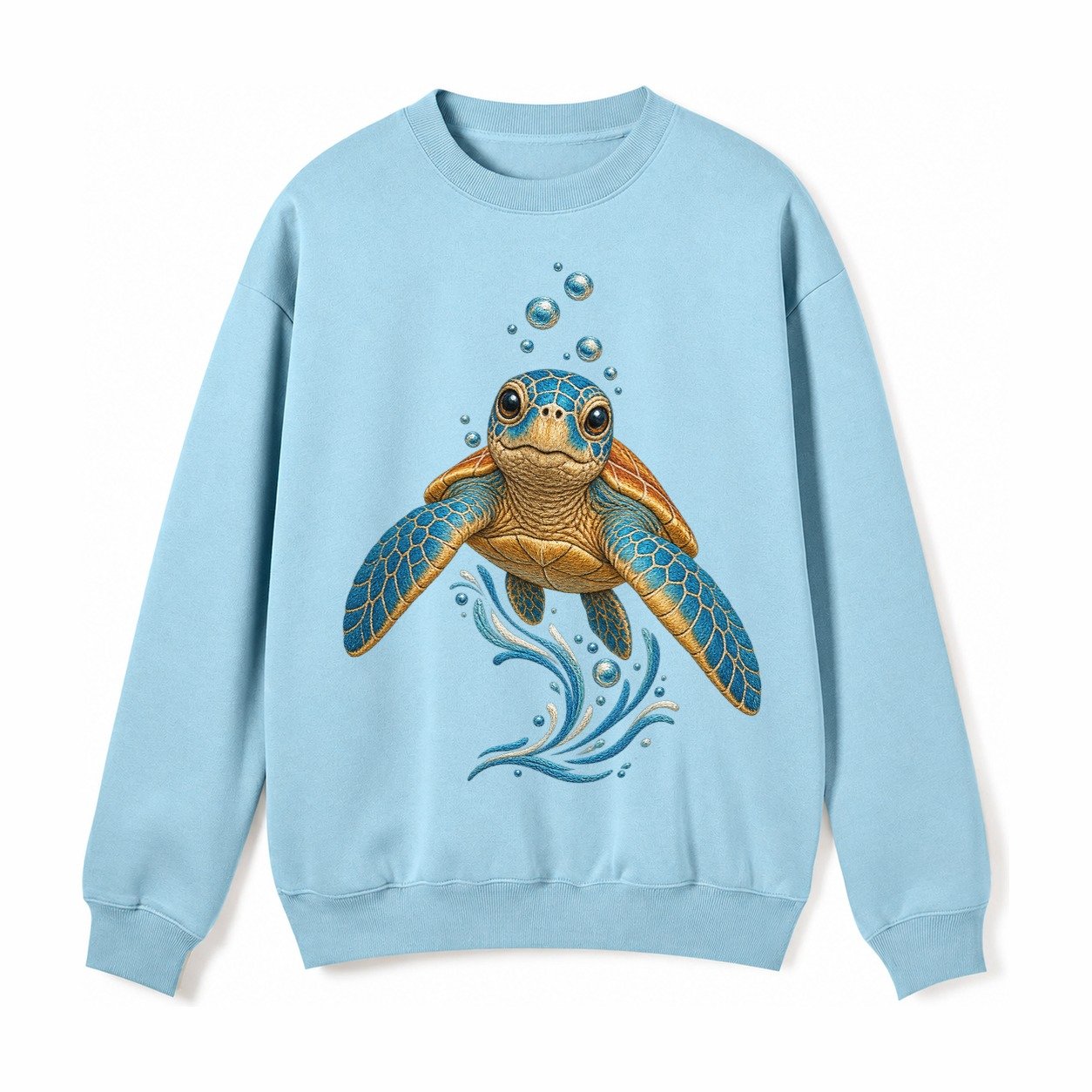 Sea Turtle Serenity Fleece Sweatshirt – Light Blue