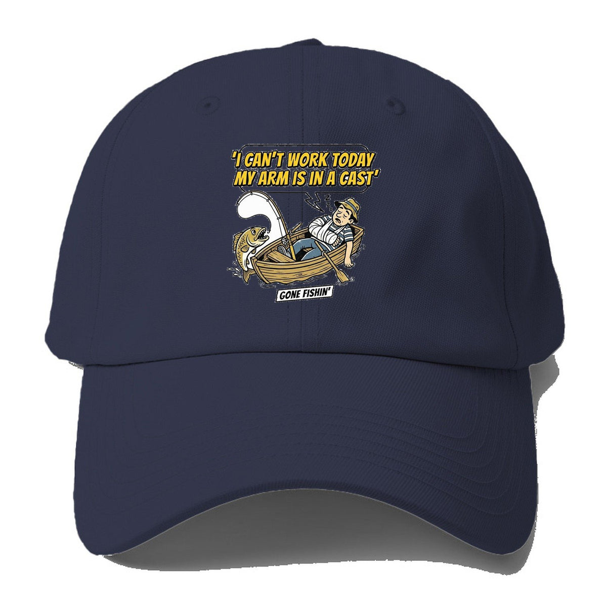 I Cant Work Today My Arm Is In A Cast Baseball Cap – Twilight Navy