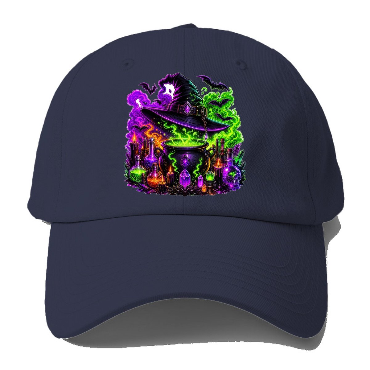 Neon Witch Cauldron Crystal Baseball Cap – Twilight Navy