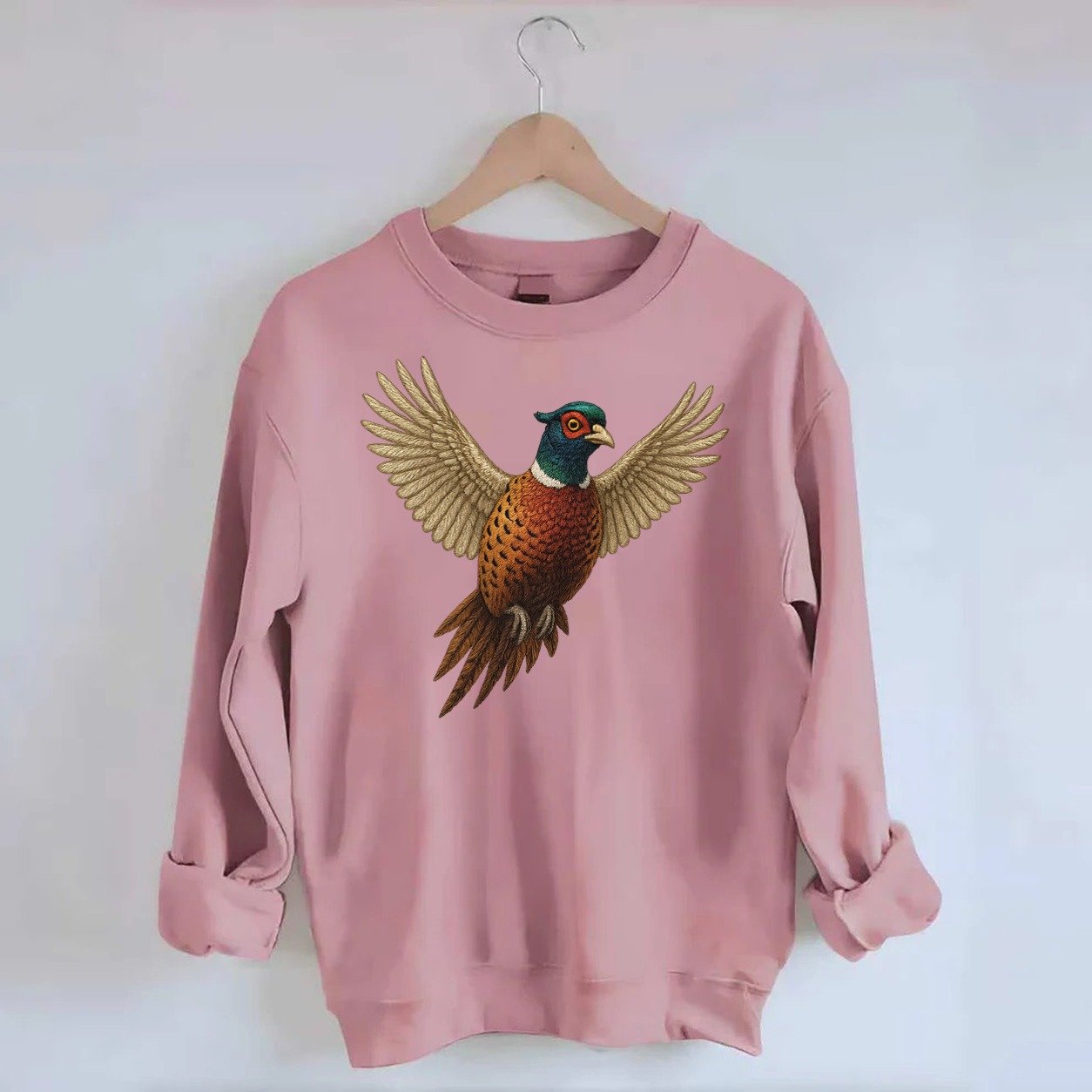 Pheasants Flight Collection Crewneck Sweatshirt – Pink