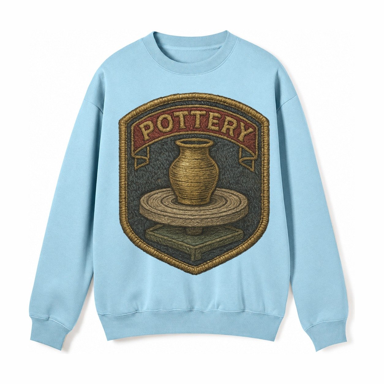 Pottery Wheel Fleece Sweatshirt – Light Blue