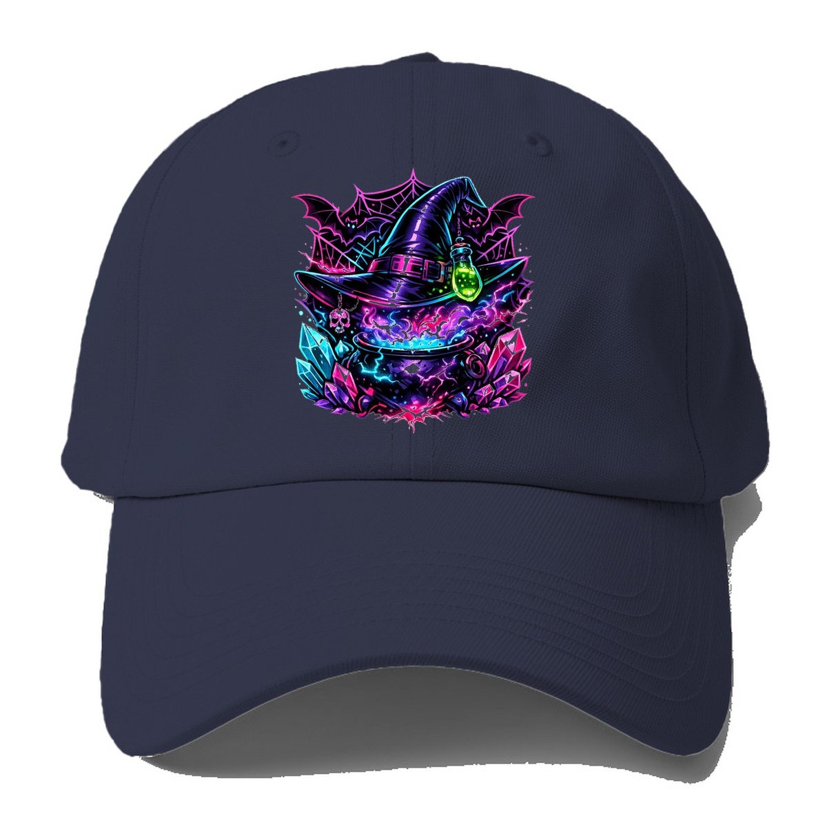Neon Witch Cauldron Baseball Cap – Twilight Navy
