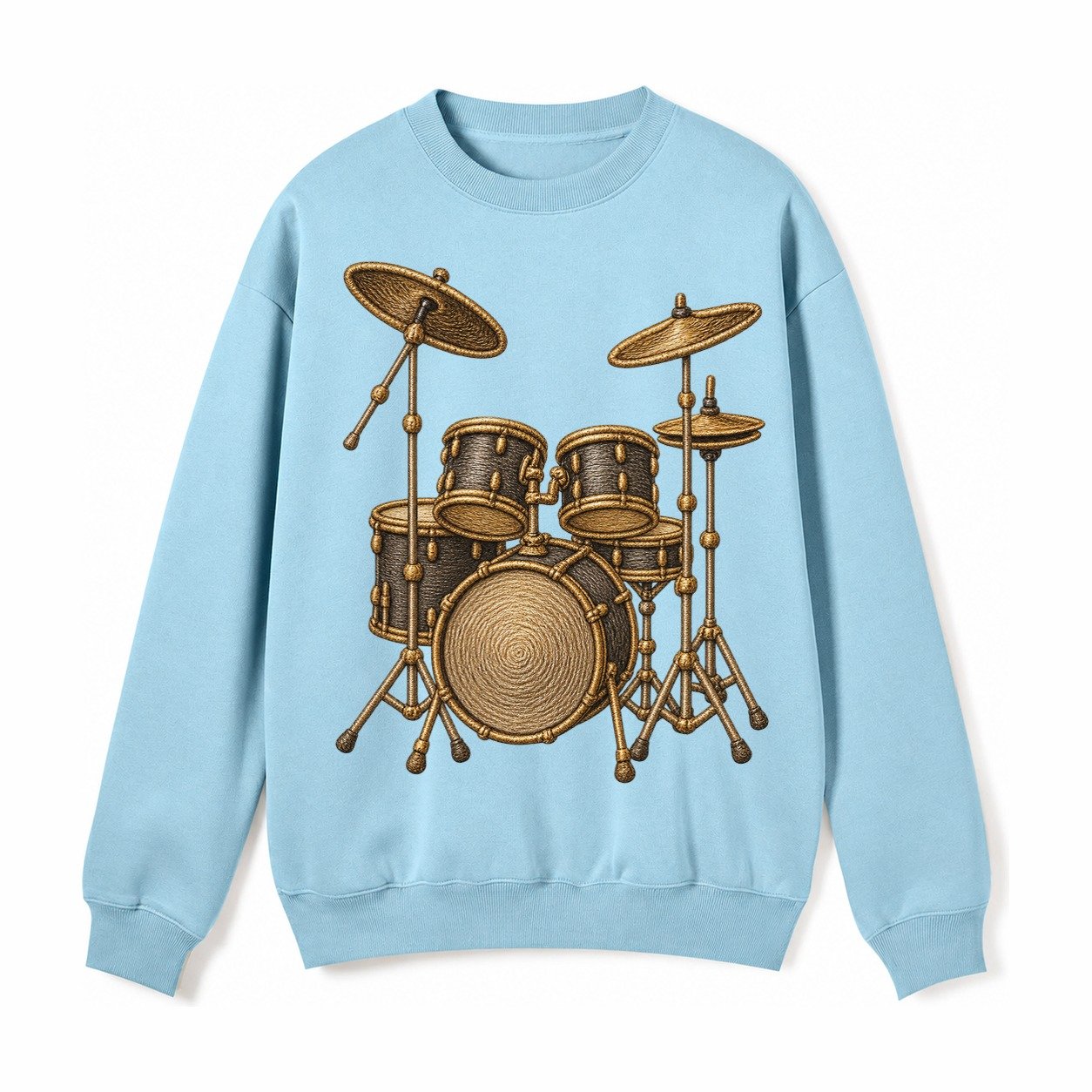 Drum Kit Fleece Sweatshirt – Light Blue