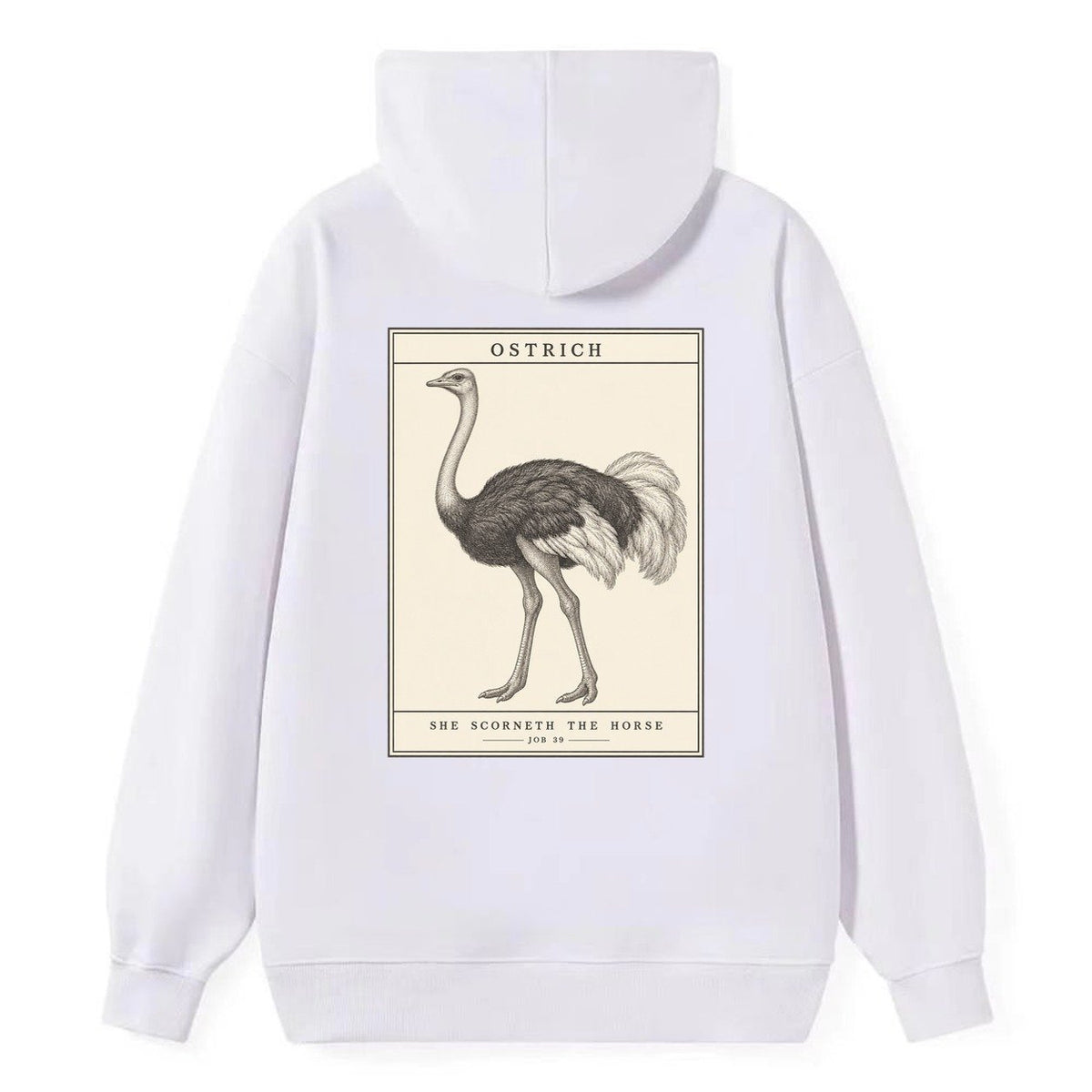 Ostrich Specimen Plate Creature Canticle Classic Pullover Hoodie – White