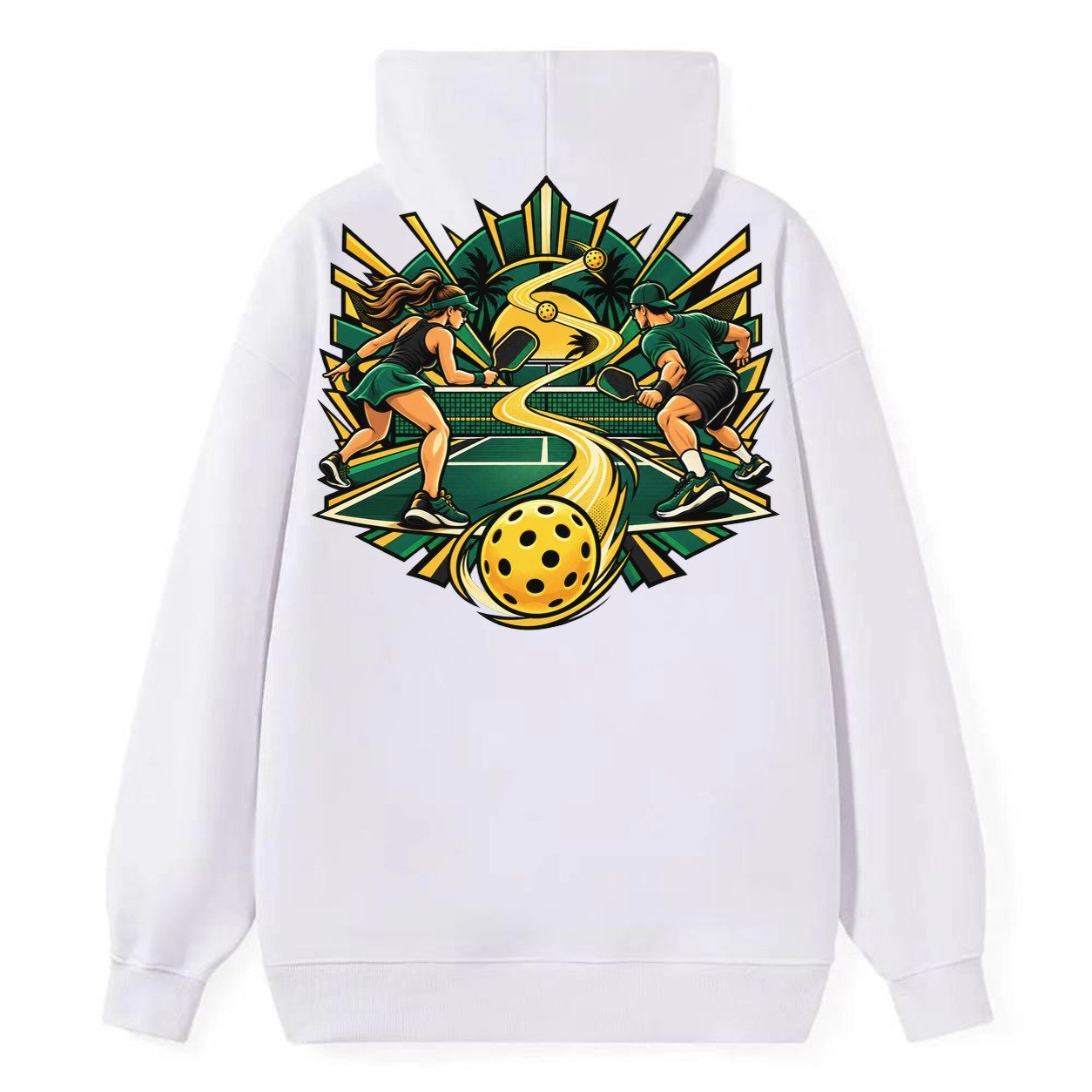 Baseline Rally Pickleball Life Classic Pullover Hoodie – White