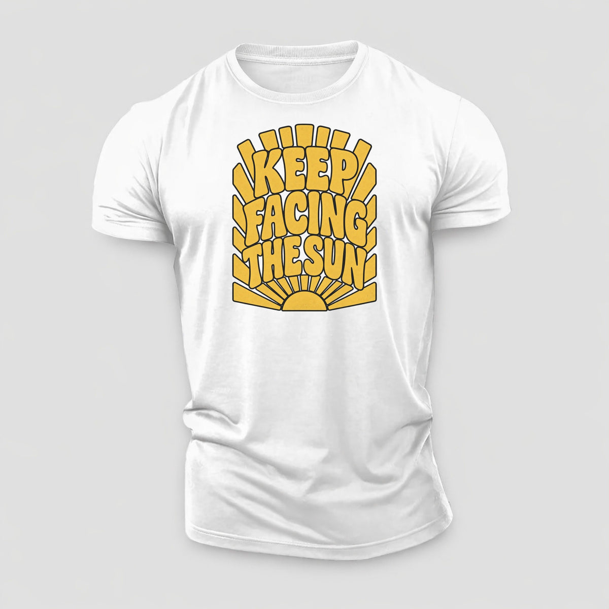 Keep Facing The Sun Sunburst Sayings Cotton T-Shirt – White