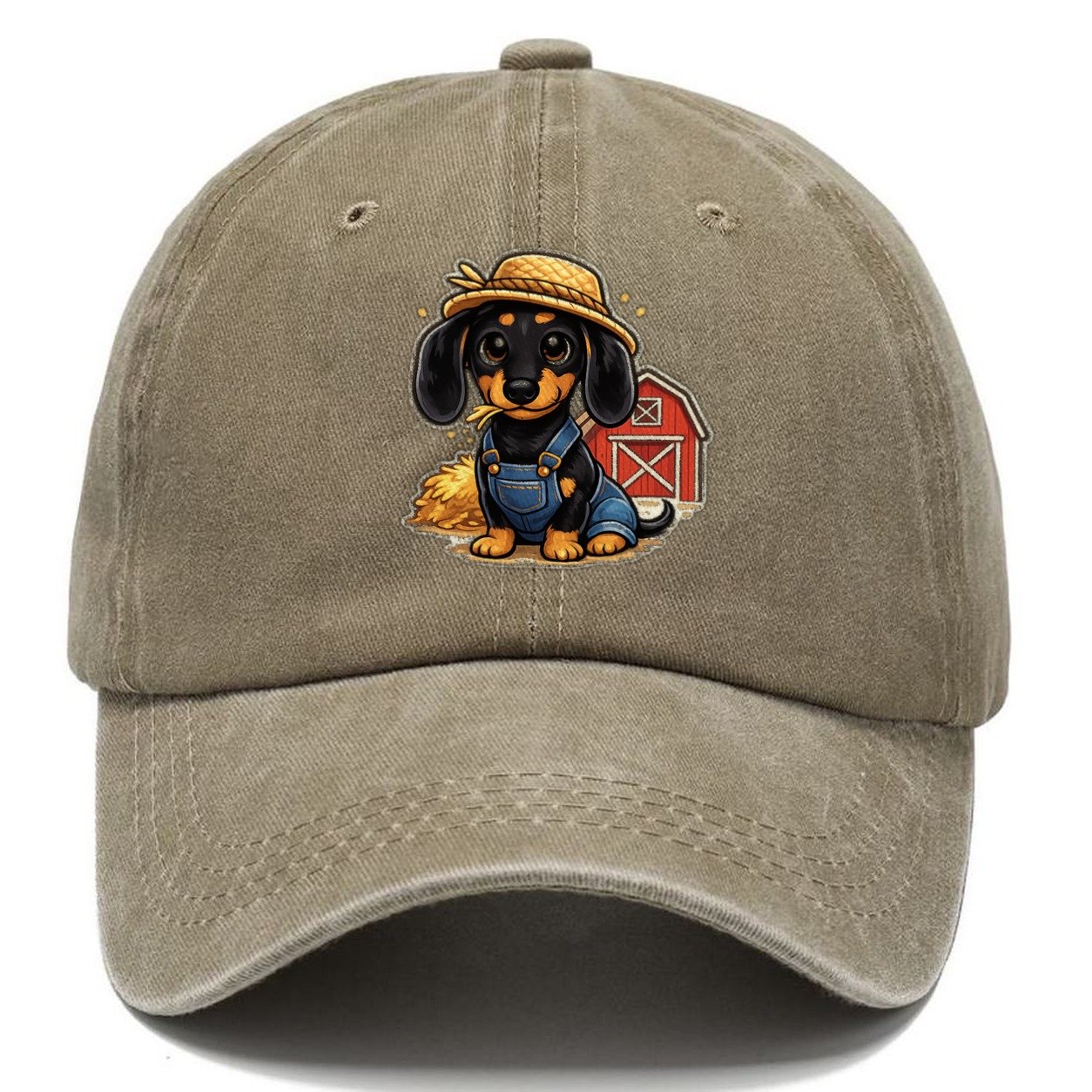 Dachshund Farmer Overalls Classic Cap – Warm Sand