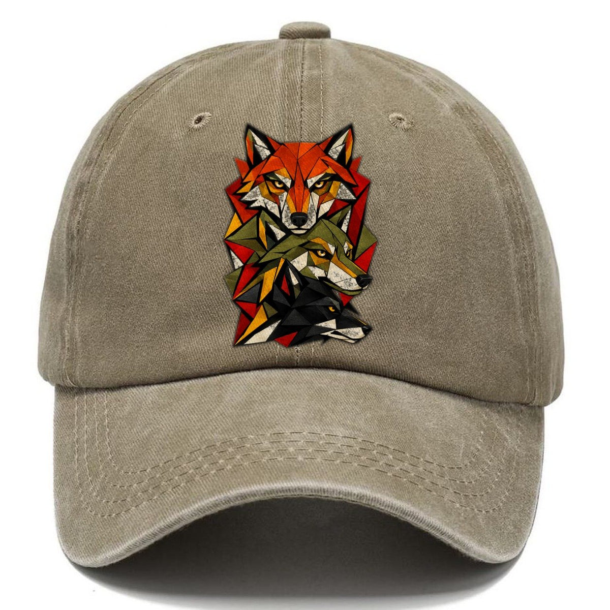Three Wolf Faces Classic Cap – Warm Sand