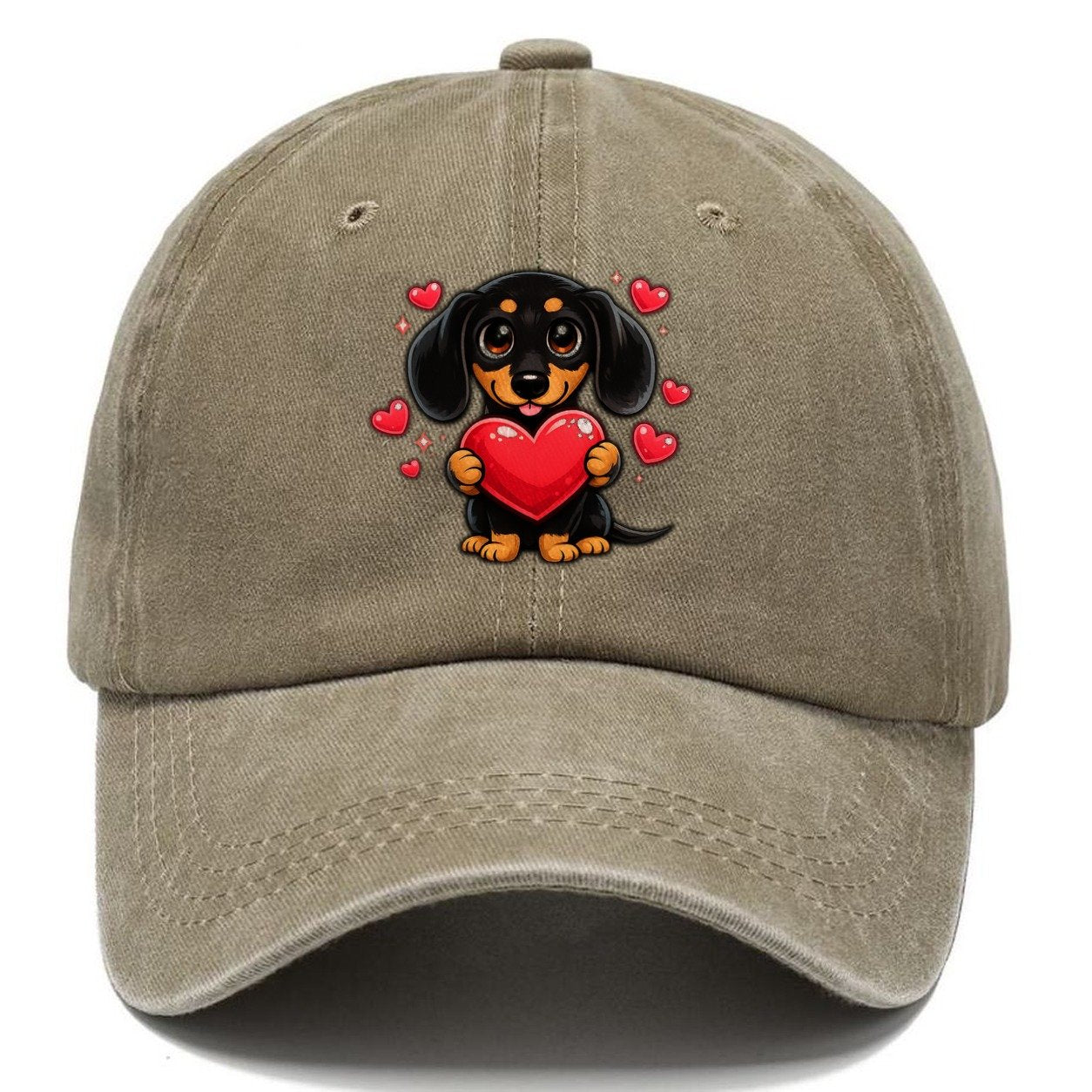Dachshund Valentine Card Hearts Classic Cap – Warm Sand