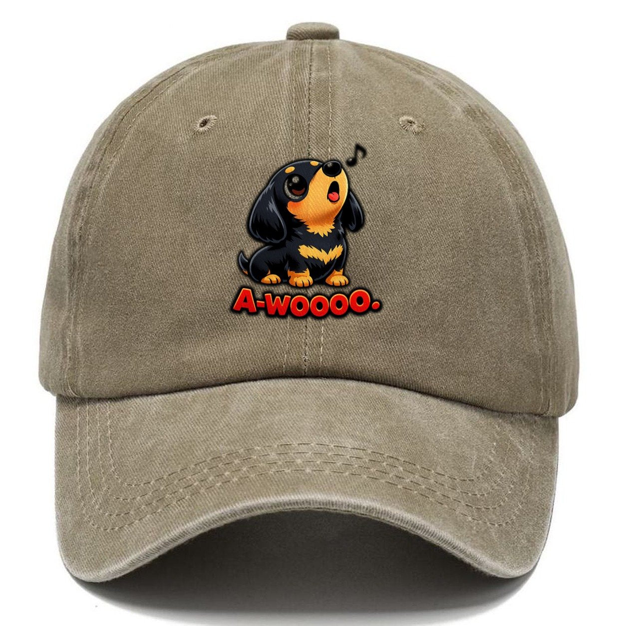 Dachshund Tiny Dignified Howl Classic Cap – Warm Sand