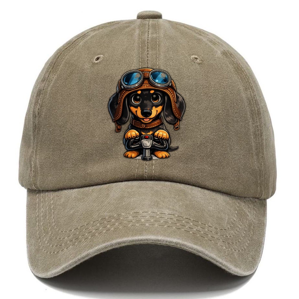 Dachshund Pilot Flying High Classic Cap – Warm Sand