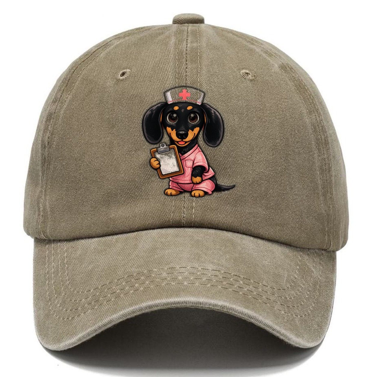 Dachshund Nurse Duty Classic Cap – Warm Sand