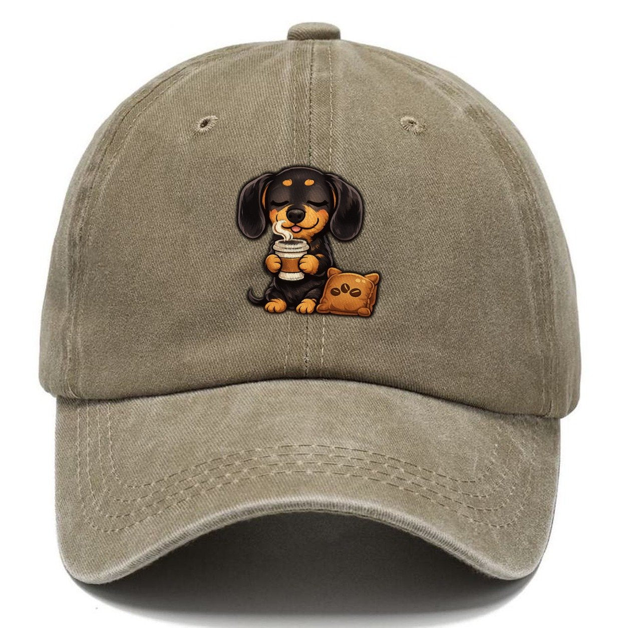 Coffee Loving Dachshund Classic Cap – Warm Sand